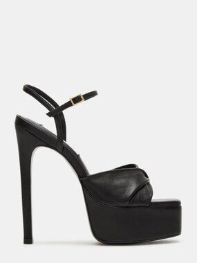 Steve Madden Maricella Black Leather Platform Heels 7.5 Stiletto